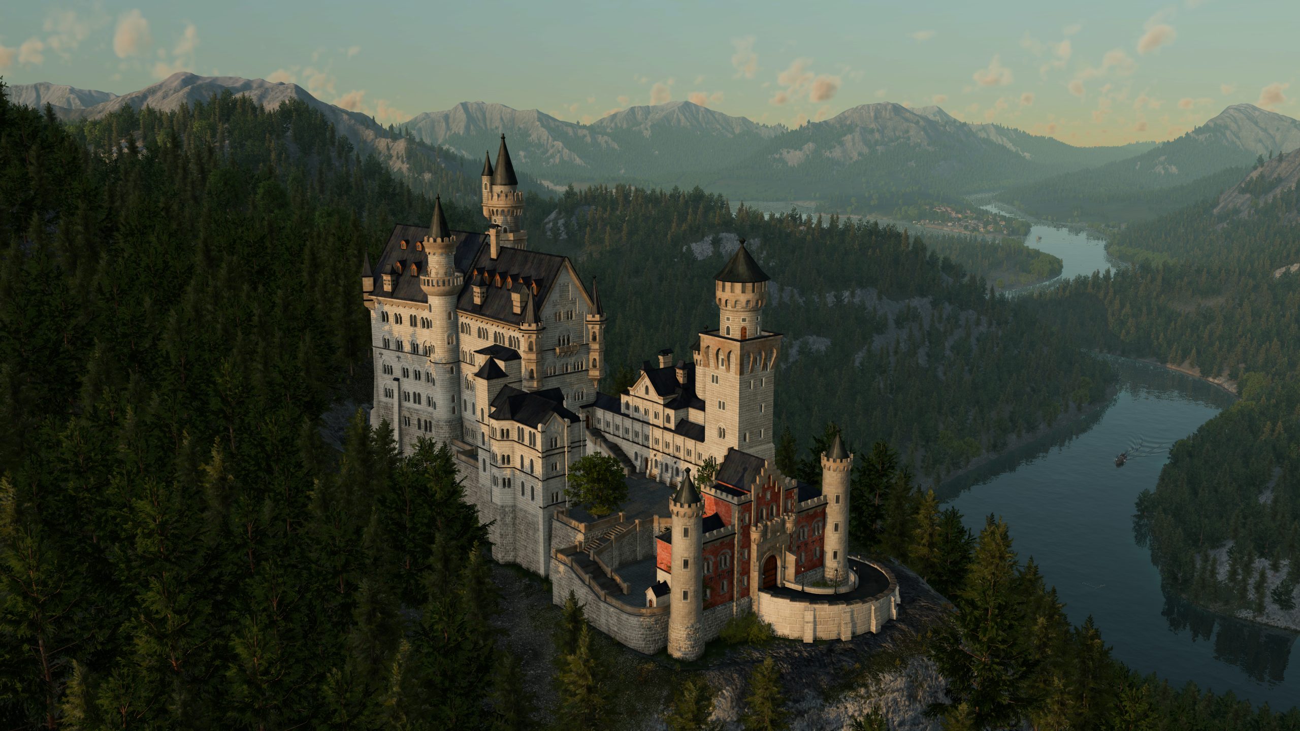 Transport Fever 3 - castillo como hito en el mundo del juego