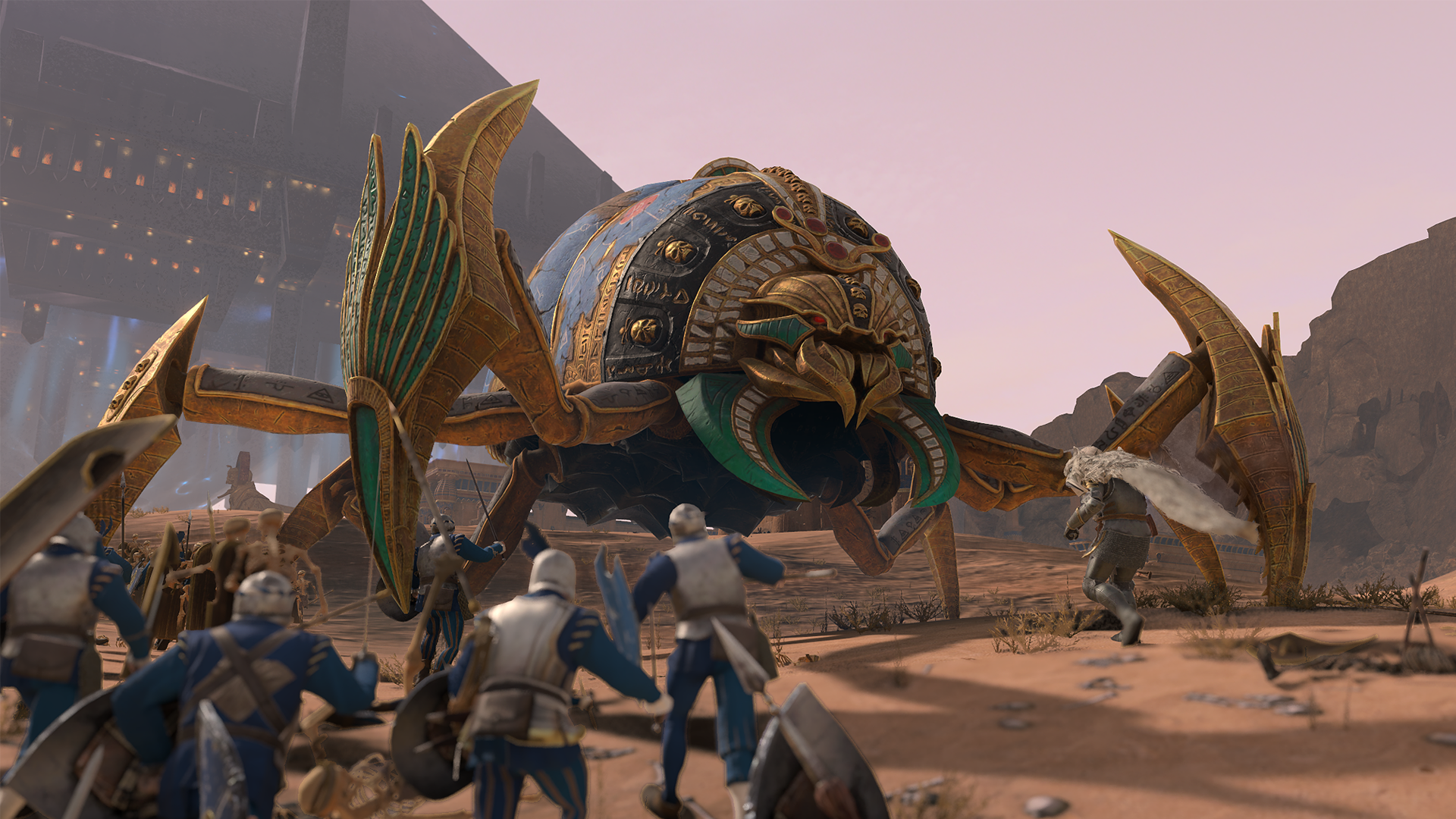 Titán de Khemri combatiendo en Total War WARHAMMER III